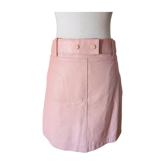 NWT 3.1 Phillip Lim Pink Lamb Leather‎ Belted Mini Skirt Size 2